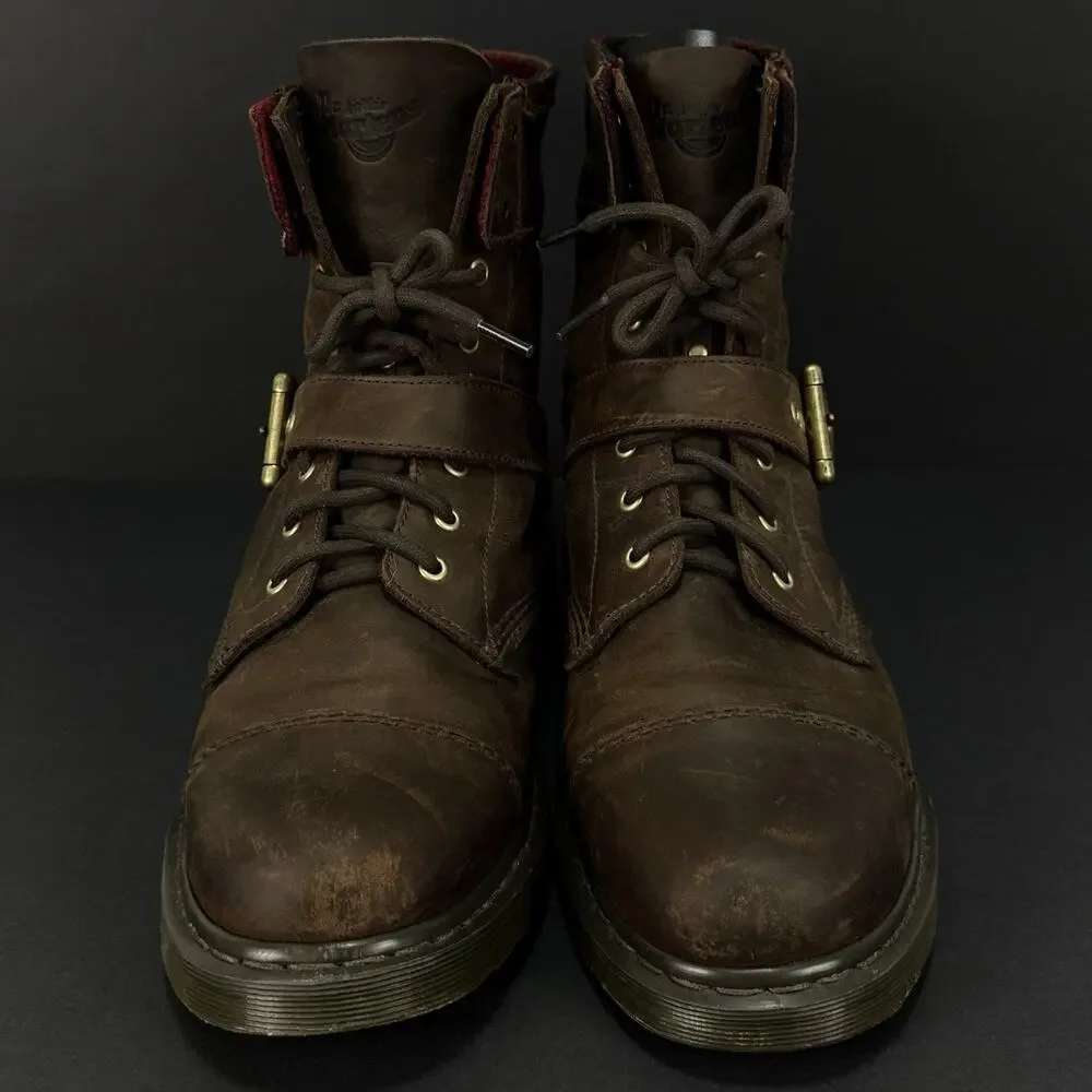 Dr. Martens Triumph 1460 Boots Men’s 13 Brown Leather Buckle Flannel Lined